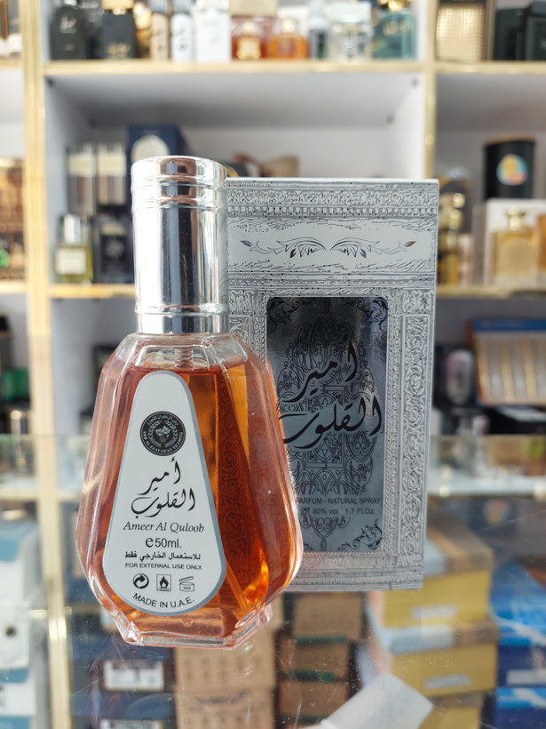 عطرمردانه امیرالقلوب ارض الزعفران ادوپرفیوم۵۰میل رایحه تند وخنک حجم ۵۰میل